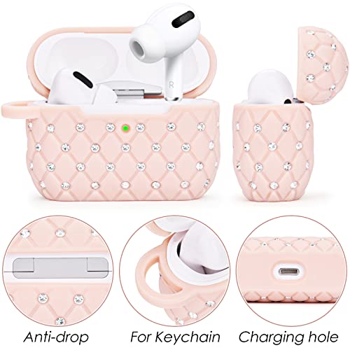 VISOOM Airpods Pro 1st Generation Case - Airpod Pro Bling Cases Cover Women 2022 Crystal TPU Hard Protective iPod Pro Wireless Charging Case Girl Keychain for Apple Airpods Pro 1