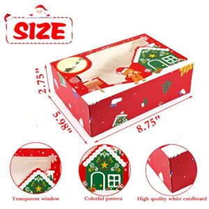 EPDPLAY 12 PCS Christmas Cookie Boxes with Window Holiday Food Treats Container for Gift Giving, Santa Snowman christmas tree gingerbread Man Cookie Boxes for Pastries Cupcakes Candy and Party Favor