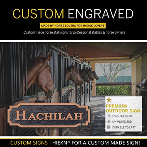 Acrylic Horse Stall Name Plate, 2.4" x 8" Personalized Stall Signs, UV Protected, Custom Pet Name Sign, All Weather Adhesive, Mounting (Antique Copper, Style 2)