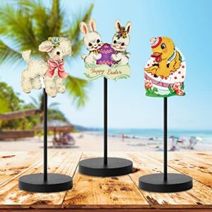 3pcs summer hawaii beach wooden table decoration, old victorian style summer bunny table centerpiece tiered tray decorations, traditional summer tabletop decor summer gift summer holiday party