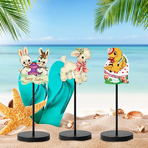 3Pcs Summer Hawaii Beach Wooden Table Decoration, Old Victorian Style Summer Bunny Table Centerpiece Tiered Tray Decorations, Traditional Summer Tabletop Decor Summer Gift Summer Holiday Party