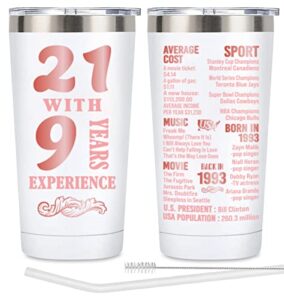 henghere 30th birthday gifts for women, 30th birthday gift for friend, mom，sister, wife, aunt, coworker, happy 30 year old birthday decorations women | thermos cup - white