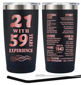 henghere 80th birthday gifts for women, 80th birthday gift for friend, mom, grandma，sister, wife, aunt, coworker, happy 80 year old birthday decorations women | thermos cup - black
