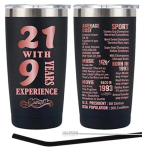 henghere 30th birthday gifts for women, 30th birthday gift for friend, mom，sister, wife, aunt, coworker, happy 30 year old birthday decorations women | thermos cup - black