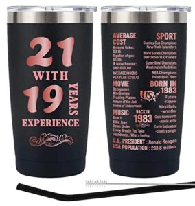 henghere 40th birthday gifts for women, 40th birthday gift for friend, mom，sister, wife, aunt, coworker, happy 40 year old birthday decorations women | thermos cup - black