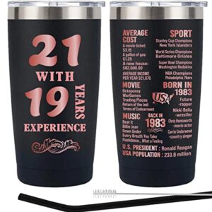 Henghere 40th Birthday Gifts for Women, 40th Birthday Gift for Friend, Mom，Sister, Wife, Aunt, Coworker, Happy 40 Year Old Birthday Decorations Women | Thermos Cup - Black