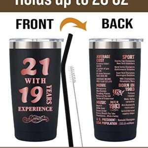 Henghere 40th Birthday Gifts for Women, 40th Birthday Gift for Friend, Mom，Sister, Wife, Aunt, Coworker, Happy 40 Year Old Birthday Decorations Women | Thermos Cup - Black