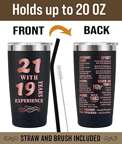 Henghere 40th Birthday Gifts for Women, 40th Birthday Gift for Friend, Mom，Sister, Wife, Aunt, Coworker, Happy 40 Year Old Birthday Decorations Women | Thermos Cup - Black