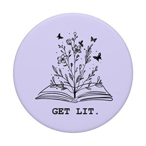 Get Lit Library Book Wildflowers Lovers Literature Teacher PopSockets Swappable PopGrip