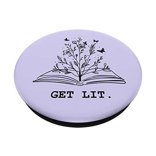 Get Lit Library Book Wildflowers Lovers Literature Teacher PopSockets Swappable PopGrip