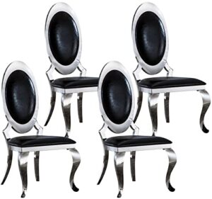 goderfuu dining chairs set of 4 - modern dining chairs with silver stainless steel legs, faux leather dining chairs with oval back, upholstered dining chairs kitchen chairs for dining room chairs