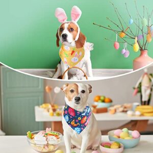 50 Pieces Easter Dog Bandanas Bulk Dog Kerchief Set Bibs Triangle Dog Scarf Dog Bandanas with Easter Egg Rabbit Carrot Patterns for Easter Party Pet Costume Accessories Decoration