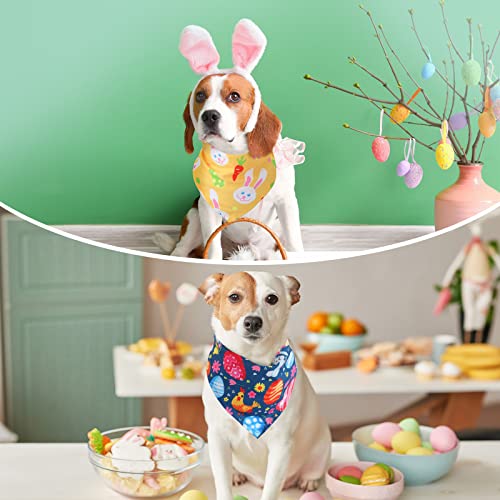 50 Pieces Easter Dog Bandanas Bulk Dog Kerchief Set Bibs Triangle Dog Scarf Dog Bandanas with Easter Egg Rabbit Carrot Patterns for Easter Party Pet Costume Accessories Decoration