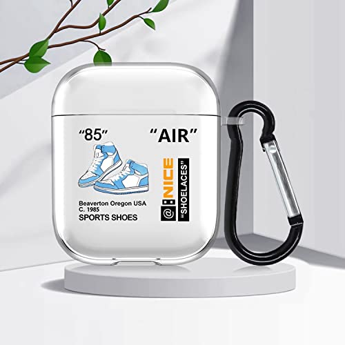 for AirPods 2nd 1st Generation Case,Cool Off Sports Shoes Brand Style Creative Black White Letters and Red Blue Sports Shoes Drawing, Shockproof Cover for Men Boy for AirPods