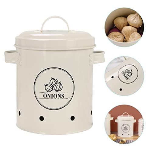 DOITOOL Garlic Storage Bin, Potato Bin, Garlic Keeper, Onion Storage Canister, Kitchen Storage Tins Jars Pots, Food Storage Container with Lids and Aerating Holes