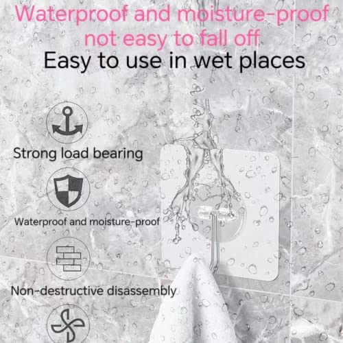 IZAKOV Self Adhesive Hook, for Hanging Self Adhesive Transparent Hook 22 lbs (Maximum), Waterproof Transparent Hook, Hanging Hook for Bathroom, Kitchen, Indoor and Outdoor Home Office, 12Pack