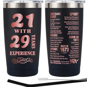 Henghere 50th Birthday Gifts for Women, 50th Birthday Gift for Friend, Mom, Grandma，Sister, Wife, Aunt, Coworker, Happy 50 Year Old Birthday Decorations Women | Thermos Cup - Black