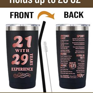 Henghere 50th Birthday Gifts for Women, 50th Birthday Gift for Friend, Mom, Grandma，Sister, Wife, Aunt, Coworker, Happy 50 Year Old Birthday Decorations Women | Thermos Cup - Black