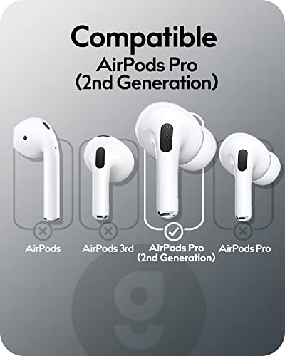 Gcioii 4 Pairs Memory Foam Tips and Ear Hooks Accessories for Apple AirPods Pro 2nd Generation (XS/S/M/L Buds, White Hooks)
