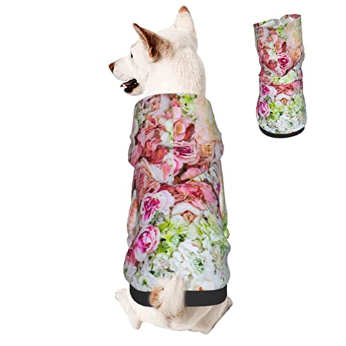 Watercolor Roses Dog Hoodies, Pet Clothes Costumes, Pets Wear Hoodie Sweatshirts Jacket for Dogs Cats Cosplay Party, Small