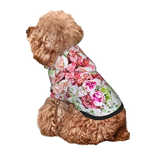 Watercolor Roses Dog Hoodies, Pet Clothes Costumes, Pets Wear Hoodie Sweatshirts Jacket for Dogs Cats Cosplay Party, Small