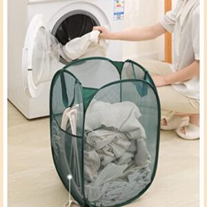 2 Pack Popup Laundry Hamper- Mesh Hampers Bag- Foldable Clothes Storage Basket with Handles for The Kids Room, College Dorm or Travel