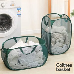 2 Pack Popup Laundry Hamper- Mesh Hampers Bag- Foldable Clothes Storage Basket with Handles for The Kids Room, College Dorm or Travel