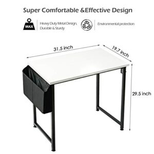 Lufeiya 31 31 inch Small Computer Desk White Black and Full White Set