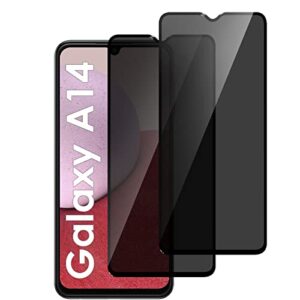 lywhl [2 pack for samsung galaxy a14 5g privacy screen protector, anti spy tempered glass 9h hardness protective film for galaxy a14 6.6”, anti scratch case friendly bubble free easy install - black