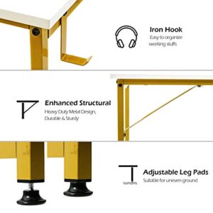 Lufeiya 31 31 inch Small Computer Desk White Gold and Full White Set