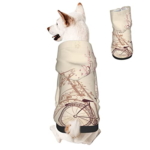 Eiffel Tower Dog Hoodies, Pet Clothes Costumes, Bicycle Romantic Flower Pets Wear Hoodie Sweatshirt Outfit for Puppy Cat Outdoor, Small Medium