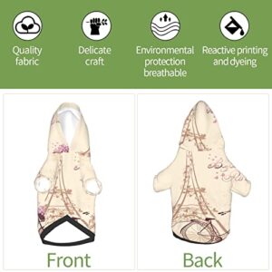 Eiffel Tower Dog Hoodies, Pet Clothes Costumes, Bicycle Romantic Flower Pets Wear Hoodie Sweatshirt Outfit for Puppy Cat Outdoor, Small Medium