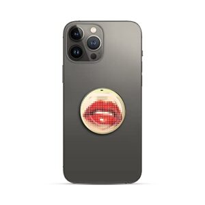 handl new york: pixeled lips - handl benjamin collection - phone grip and stand for smartphone