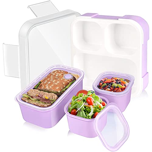 Puraville Detachable Bento Lunch Box for Baby, Kids and Adults, 720ml Ideal Portion Sizes, BPA-Free, Leak Proof Lunch Box, Snack Containers, Microwavable Dishwasher Safe - Lilac