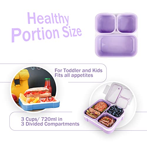 Puraville Detachable Bento Lunch Box for Baby, Kids and Adults, 720ml Ideal Portion Sizes, BPA-Free, Leak Proof Lunch Box, Snack Containers, Microwavable Dishwasher Safe - Lilac