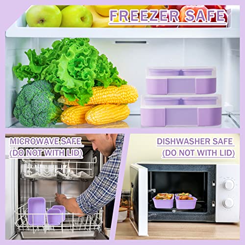 Puraville Detachable Bento Lunch Box for Baby, Kids and Adults, 720ml Ideal Portion Sizes, BPA-Free, Leak Proof Lunch Box, Snack Containers, Microwavable Dishwasher Safe - Lilac