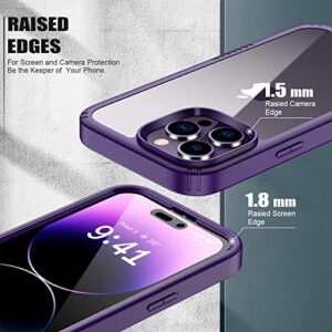 Goodon iPhone 14 Pro Max Case with Screen Protector and Camera Lens Protector,Military Drop Tested from 6 Ft,Acrylic Cover TPU Bumper Scratch Resistand Heavy Duty Protection Phone Case,Purple