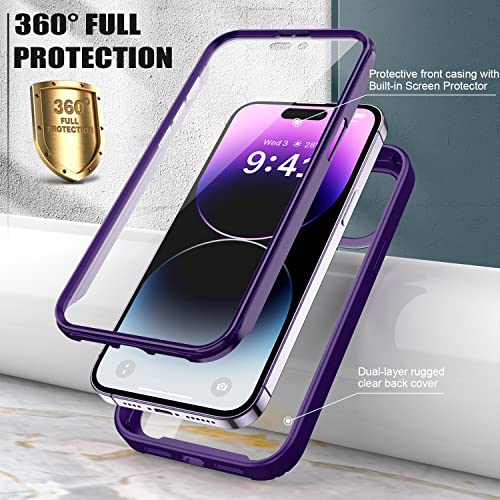 Goodon iPhone 14 Pro Max Case with Screen Protector and Camera Lens Protector,Military Drop Tested from 6 Ft,Acrylic Cover TPU Bumper Scratch Resistand Heavy Duty Protection Phone Case,Purple