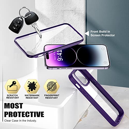 Goodon iPhone 14 Pro Max Case with Screen Protector and Camera Lens Protector,Military Drop Tested from 6 Ft,Acrylic Cover TPU Bumper Scratch Resistand Heavy Duty Protection Phone Case,Purple