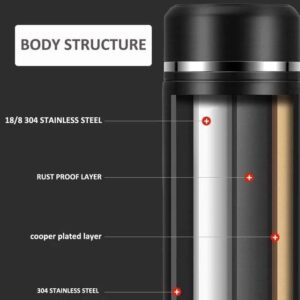 Coffee thermos,Coffee Digital bottle,Tea Infuser Bottle,Smart Sports Water Bottle with LED Temperature Display,Double Wall Vacuum Insulated Water Bottle, Stay Hot for 12Hrs,Cold for 24 Hrs (Black)