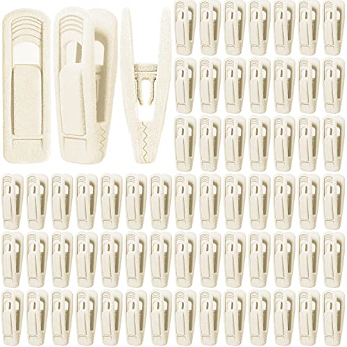 120 Pcs Beige Velvet Hangers Clips Strong Non Slip Velvet Pants Hangers Flocked Clothes Clips Baby Finger Clips for Kids Adults Suit Skirt Clothes Thin Slim Felt Hangers