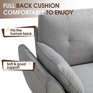 Shintenchi 79" Modern Fabric Loveseat Sofa Couch for Living Room Upholstered Large Size 2-Seat Low Back Deep Seat with 4 Pillows Furniture for Bedroom, Office Easy Assembly Light Grey