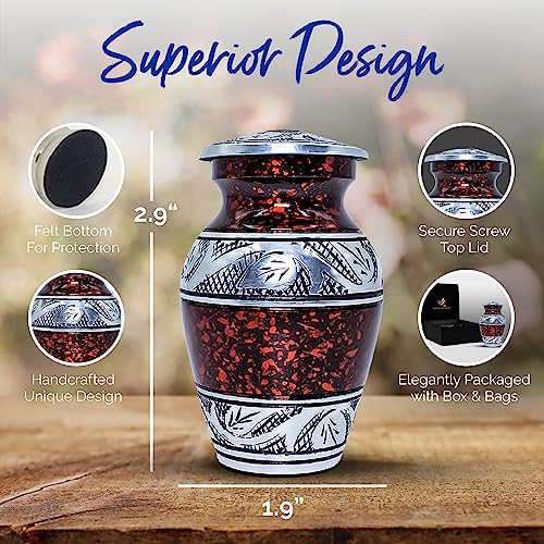 Small Cremation Urns for Human Ashes Set of 4 - Keepsake Urns fo Women & Men with Box & Bags - Honor Your Loved One with Small Urns - Handcrafted Colorful Memorial Urns for Ashes - Mini Funeral Urns