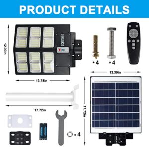 SICENXTOOLS 600W Solar Street Light Outdoor,Solar Light Outdoor Waterproof Commercial 6500K Dusk to Dawn Solar Outdoor Lights with Motion Sensor Solar Powered Security for Ball Court,Road,Yard