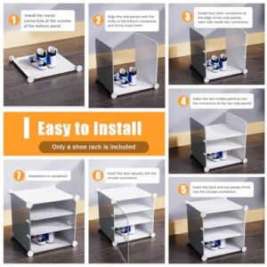 Portable Shoe Rack Organizer,Stackable 72 Pairs DIY Shoe Storage Cabinets Stand,White Plastic Closet Shoe Organizer With Transparent Cover,Dust-proof Shoe Rack Shelf Clear Foldable For Heels Boots