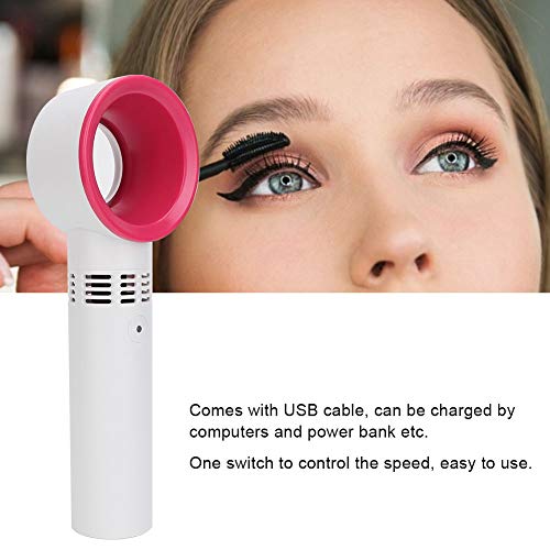 Bladeless Fan, Hand Held Fans, Portable Mini USB Air Conditioning Cooler Face Fan Grafting False Eyelashes Fan, Rechargeable Eyelash Fan Dryer(White)