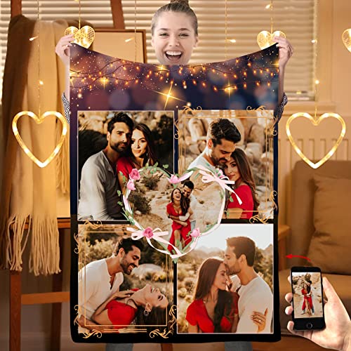 4FunGift Custom Blanket with Photos Text Fleece Throw Customized Personalized Gift for Couple Friends Family Baby Pet Birthday Christmas Valentines Mother Father Wedding Anniversary Day- 30"x 40"