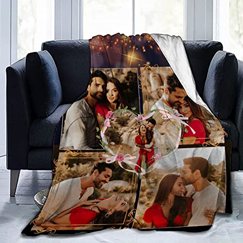 4FunGift Custom Blanket with Photos Text Fleece Throw Customized Personalized Gift for Couple Friends Family Baby Pet Birthday Christmas Valentines Mother Father Wedding Anniversary Day- 30"x 40"