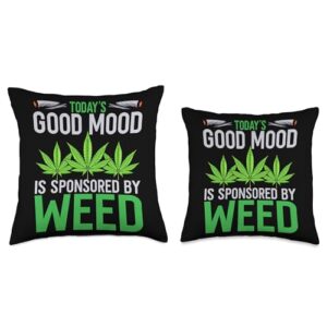 Funny Weed Lover Gifts Cannabis Pot Smoker Weed Good Mood Smoking Marijuana 420 Throw Pillow, 18x18, Multicolor