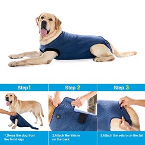 COODEO Dog Surgery Recovery Suit, Waterproof Recovery Suit for Dogs, Surgery Suit for Wounds Protect, Cone Alternative After Surgery, Dog Onesie for Surgery Female or Male (Blue, 2XL)